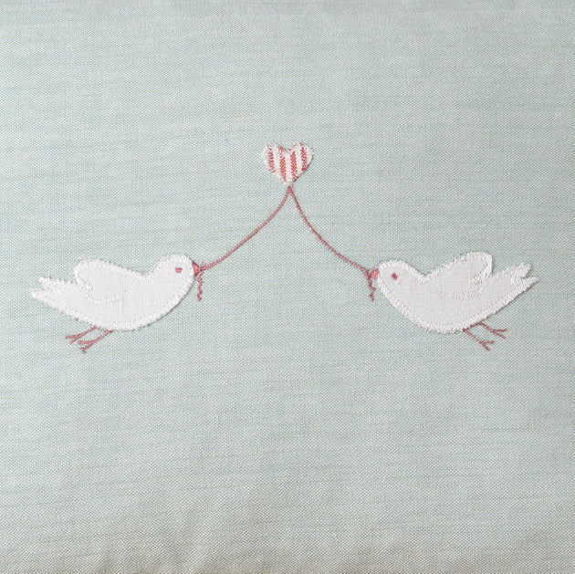 Embroidered Lovebird Cushion