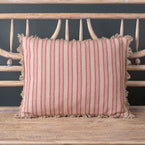 Rusty Rose Beech Ticking Stripe Cushion with Fan Edge