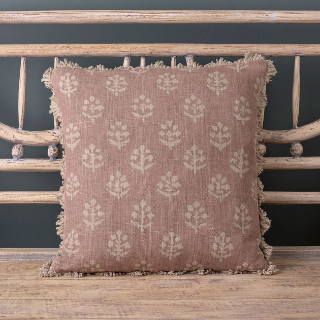 Reverse Dusky Mauve Rustic Megha Linen Cushion