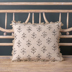 Charcoal Moonflower Linen Cushion