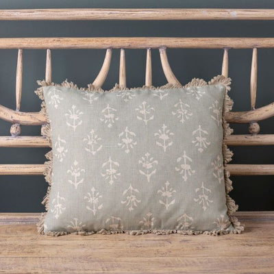 Smokey Blue Moonflower Linen Cushion