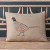 Embroidered Pheasant Linen Cushion