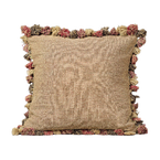 Large Saffron Rustic Linen Cushion with Tassels