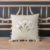 Embroidered Grey Snowdrop Cushion