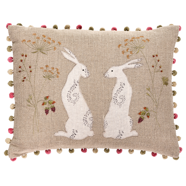 Applique Autumn Hares Cushion