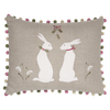 Embroidered Winter Hares Linen Cushion