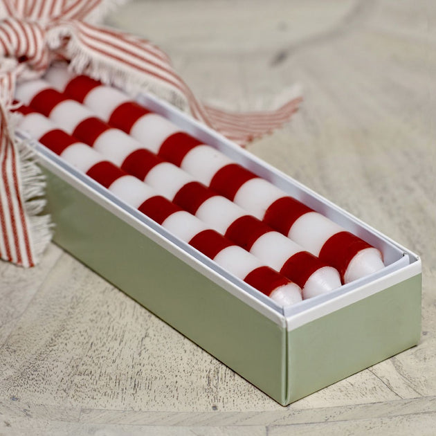 Christmas Red Thick Stripe Hand-painted Candle