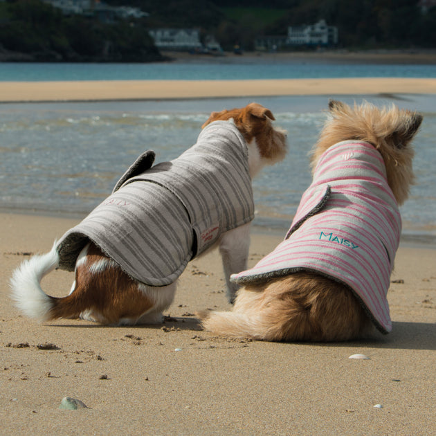 Dog Coat in Charcoal Stripe