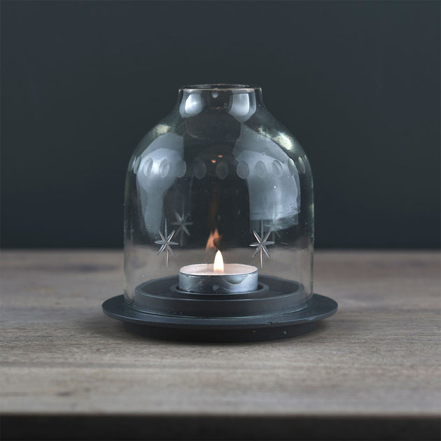 Domed Glass Candle Holder