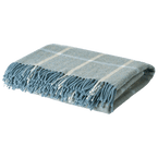 Duck Egg Ivory Check Shetland Wool Throw