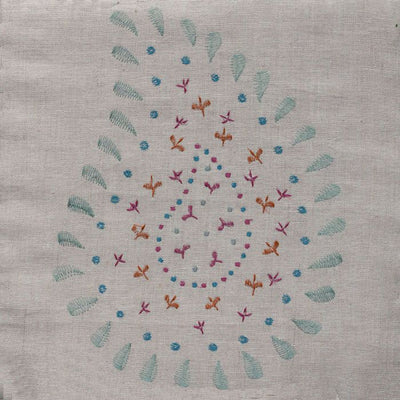 143DE - Duck Egg Embroidered Malathi Linen - Roll End 2m