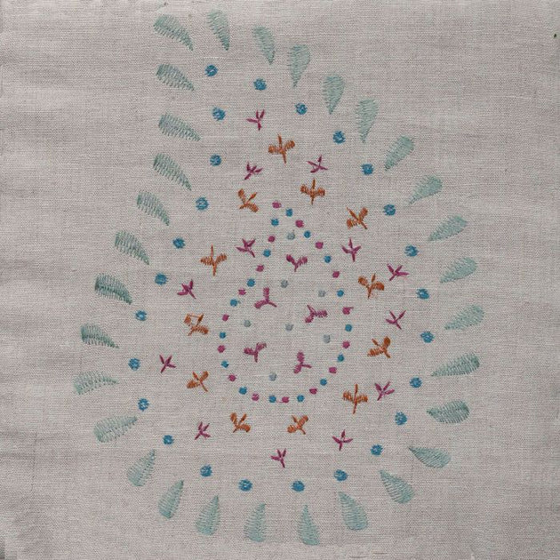 143DE - Duck Egg Embroidered Malathi Linen - Roll End 2m