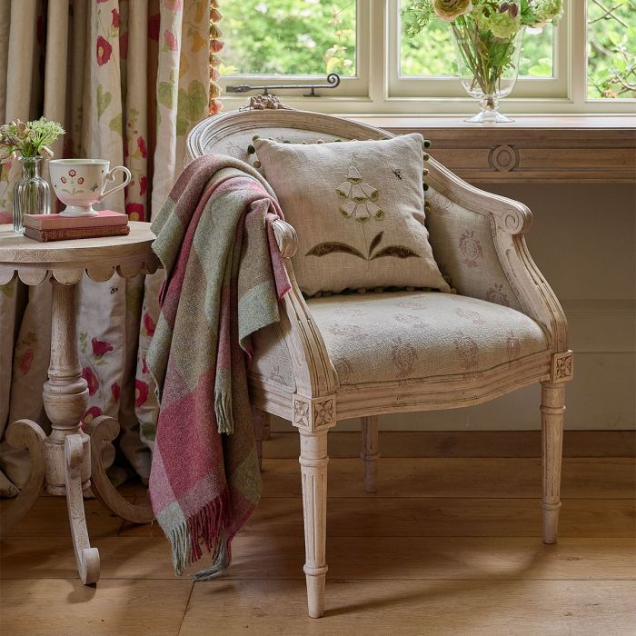 Dusky Pink Pomegranate Rustic Linen Stonewashed Panel - 356DP