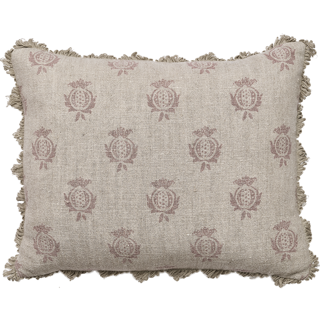 Dusky Pink Pomegranate Rustic Linen Cushion