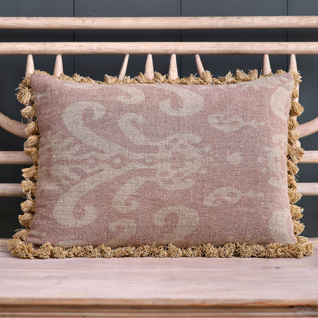 Pink linen cushion hotsell