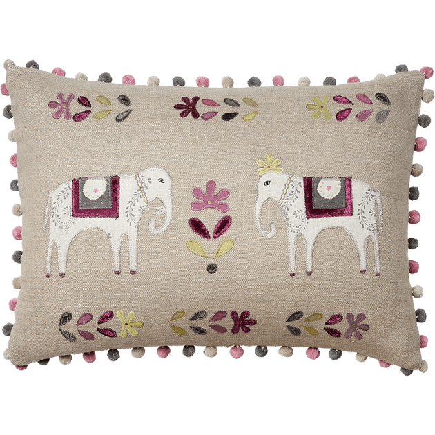 Embroidered Charcoal Indian Wedding Linen Cushion