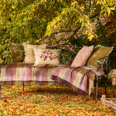 Embroidered Linen Autumn Hydrangea Cushion