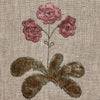 Embroidered Rose Auricula Rustic Linen Cushion with Tassels