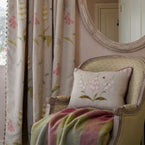 Embroidered Three White Foxglove Linen Cushion