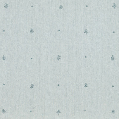 Duck Egg Embroidered Blue Leaf 121 - Seconds Various Size Cut Panel Pieces