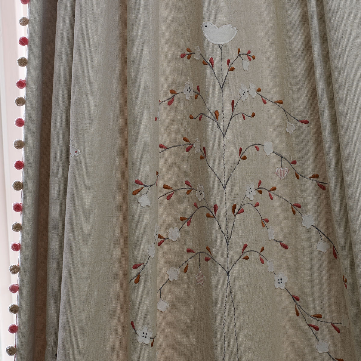 Grey Butterfly Tree Embroidered Panel – 125G