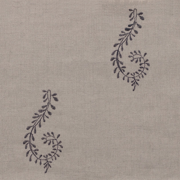 Large Returnable Sample of Charcoal Shalini Embroidered Linen