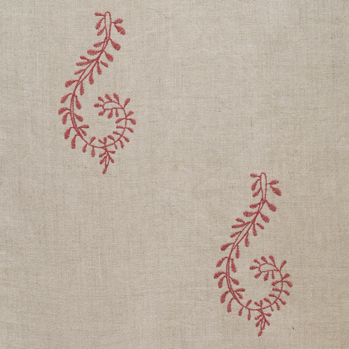 140/R - Red Shalini Embroidered Linen - Roll Ends