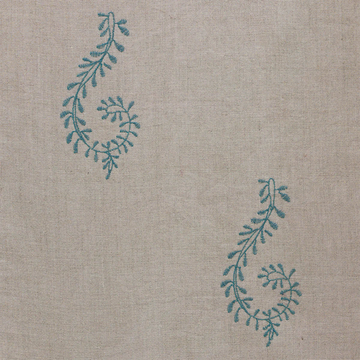 140/B Egyptian Blue Shalini Embroidered Linen - Roll Ends