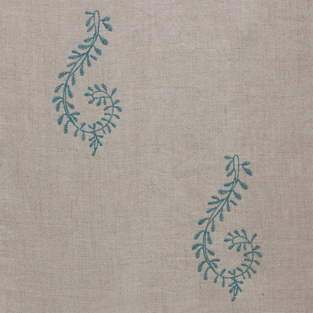 140/B Egyptian Blue Shalini Embroidered Linen - Roll Ends