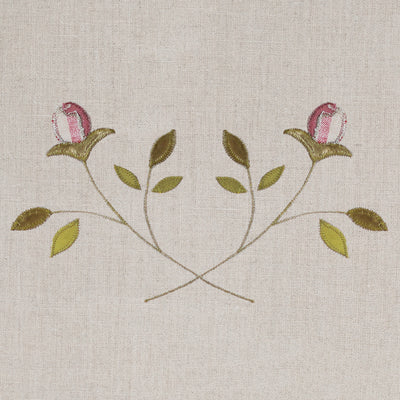 Pink Rosebud Embroidered Linen Panel – 142