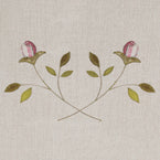 142 - Pink Rosebud Embroidered Linen - 2.9m Panel – Seconds