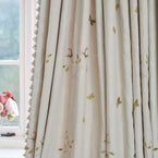 142 - Pink Rosebud Embroidered Linen - 2.9m Panel – Seconds