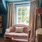 Pair of curtains in Egyptian Blue Embroided Malathi 300cm (W) x 215cm (L)