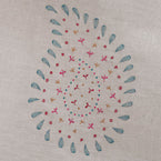 146 - Egyptian Blue Embroidered Malathi Linen - Roll Ends