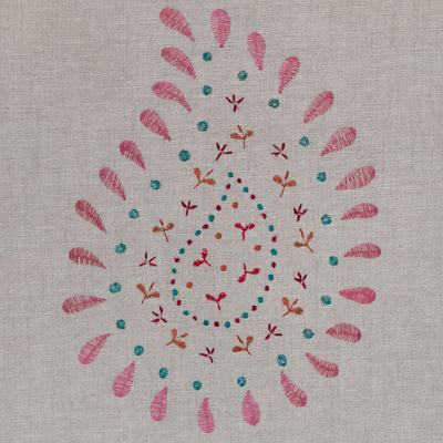 Rose Embroidered Malathi Linen – 147 - Roll End 2.4m