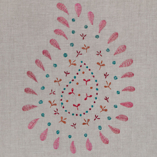 Rose Embroidered Malathi Linen – 147 - Roll End 2.4m