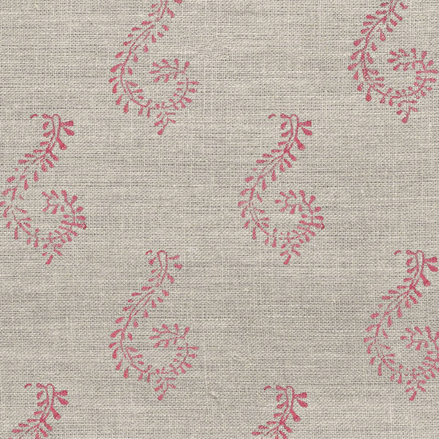 Large Returnable Sample of Hand-printed Red Shalini on Rustic Linen – 323/R