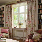 301 - Hand-printed Hollyhocks Linen - Sale