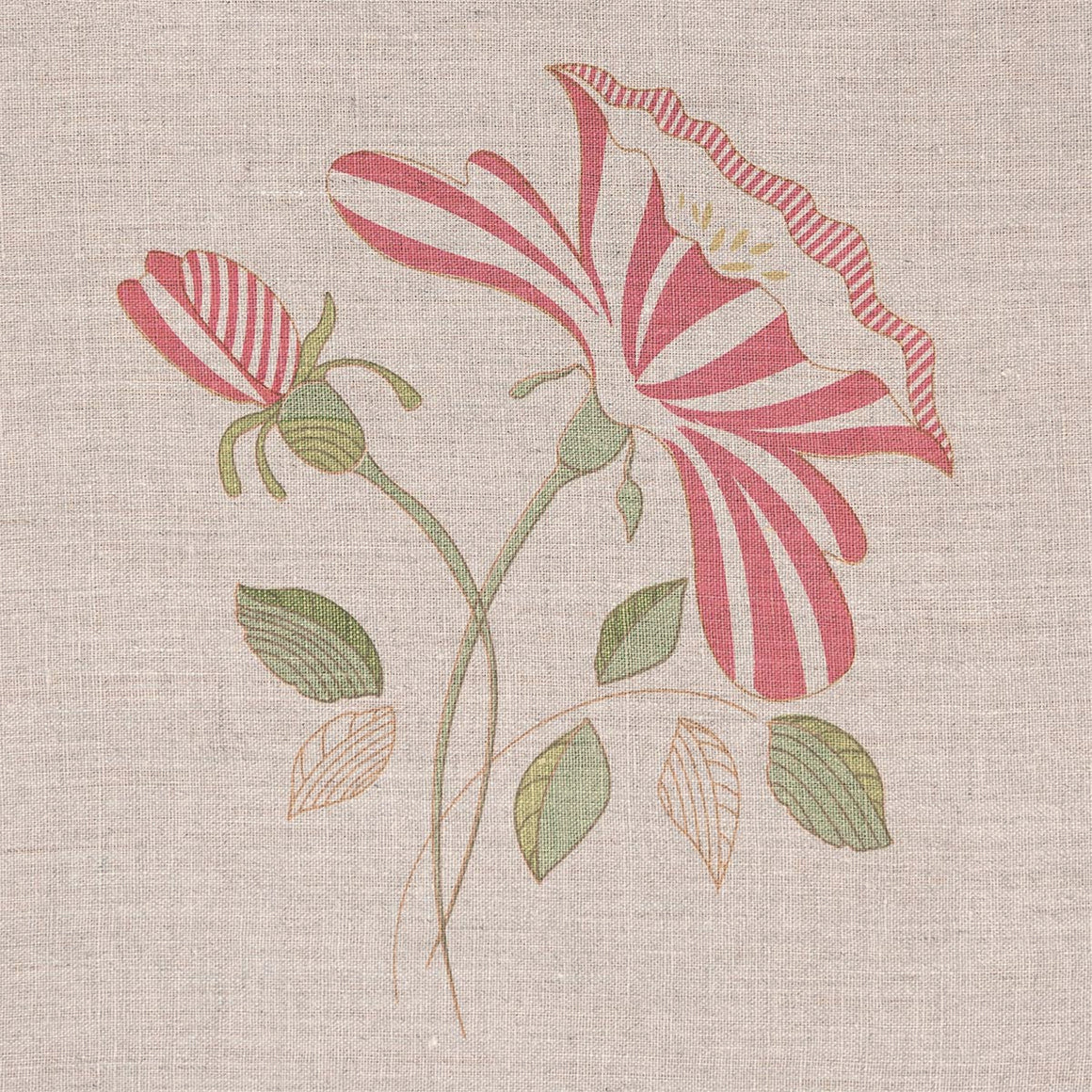 Decorative Linen Roses Hand-printed Red Rose Linen – 302 | Susie Watson Designs