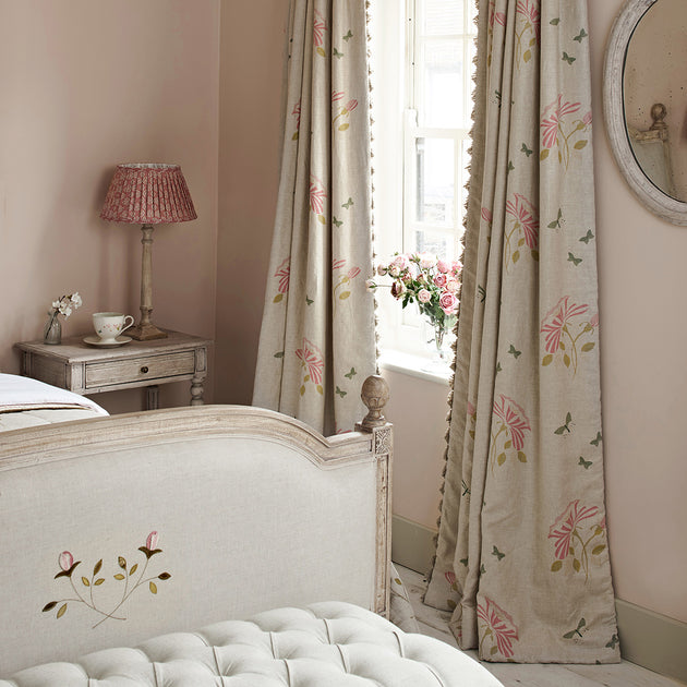 303 - Hand-printed Pink Rose Linen Fabric – Roll Ends
