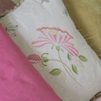 303 - Hand-printed Pink Rose Linen Fabric – Roll Ends