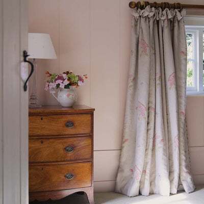303 - Hand-printed Pink Rose Linen Fabric – Roll Ends