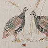 Hand-printed Red Saffron Guinea Fowl Light Linen – 308L