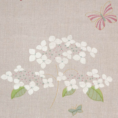 Hand-printed Ivory Hydrangea &amp; Butterflies Linen – 310