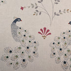 Large Returnable Sample of Blue Gold Peacocks Linen