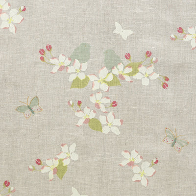 Small Non Returnable Sample of Ivory Duck Egg Apple Blossom Linen