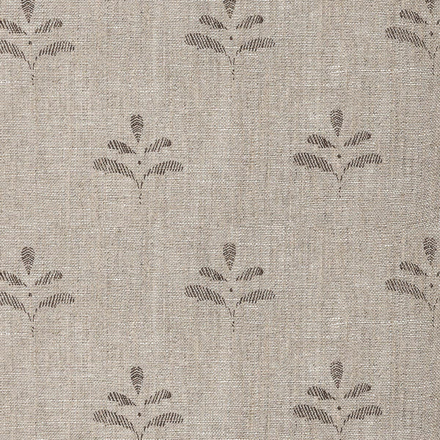 Hand-printed Charcoal Leaf - Light Rustic Linen – 316C