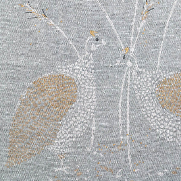 Hand-printed Reverse Guinea Fowl Linen – 320 Roll End