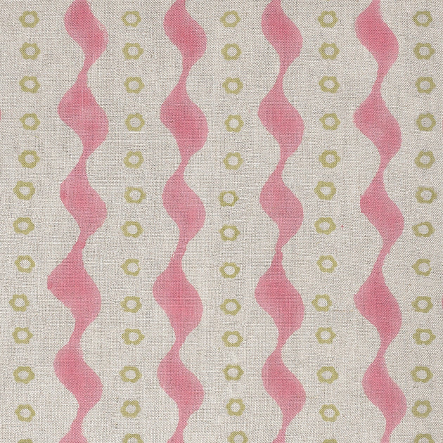 Small Non Returnable Sample of Pink Green Bloomsbury Linen