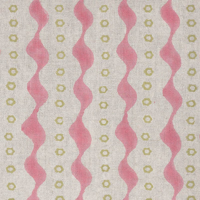 Hand-printed Pink Green Bloomsbury Linen – 331